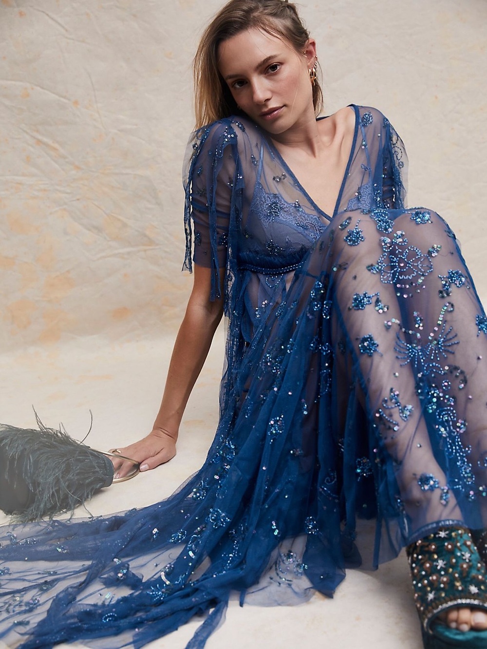 💙 STUNNING Free People Sascha sequin maxi dress NWT XS